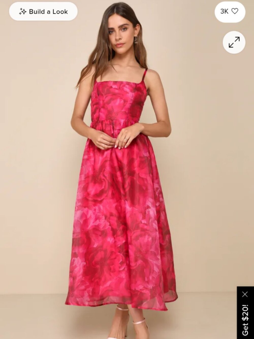 Lulu's pink floral midi dress